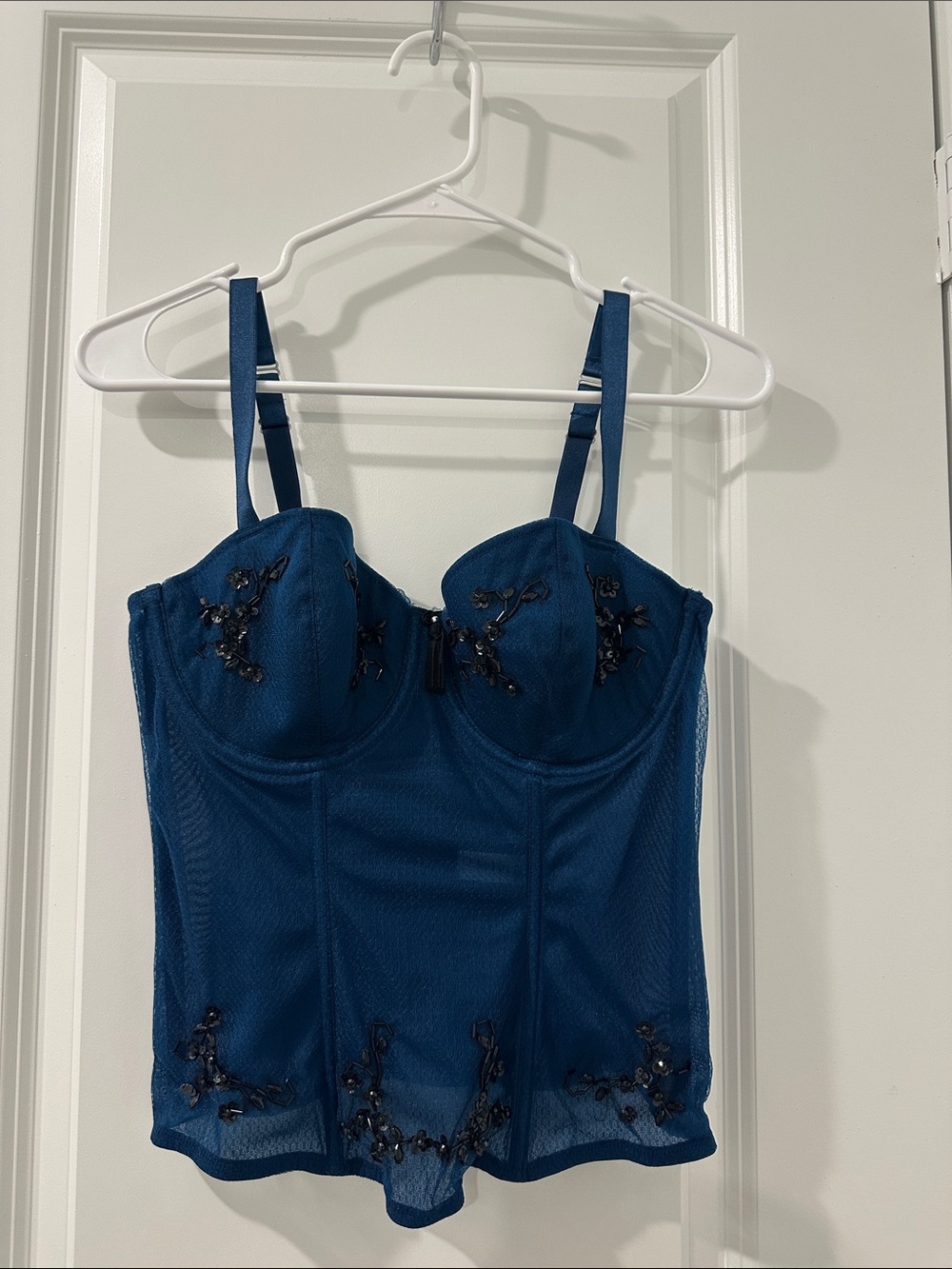 Cacique Teal-Blue Embellished Bustier Camisole